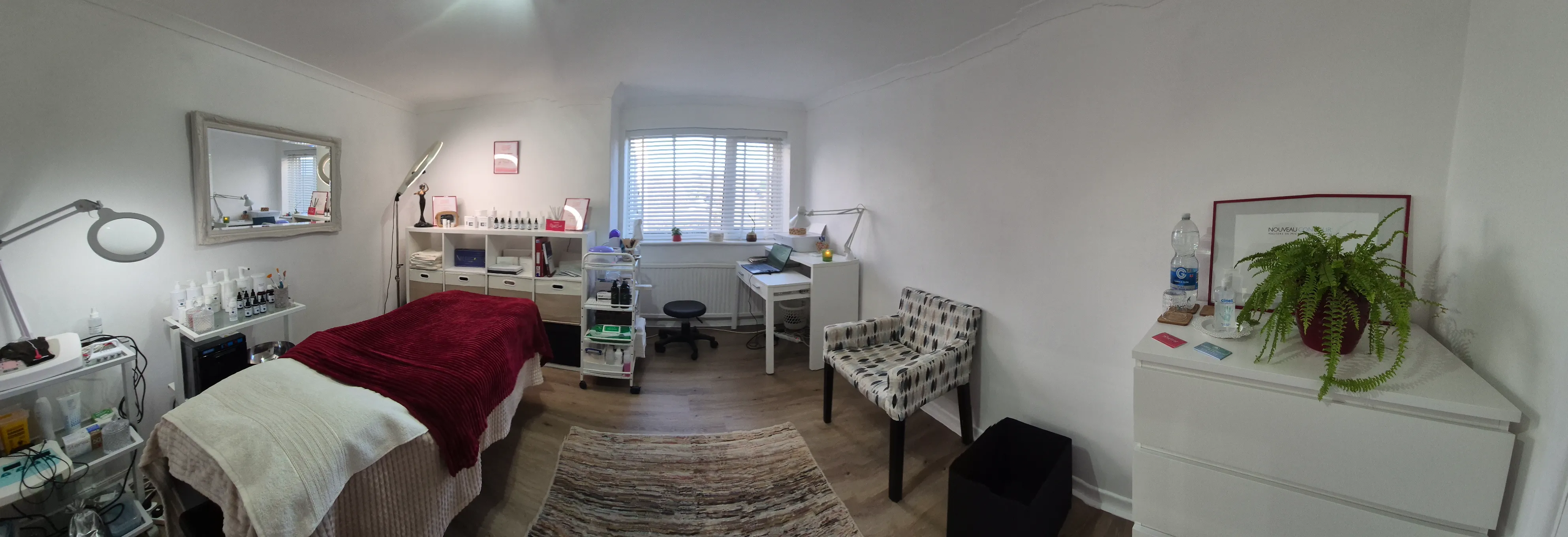 Hearting Beauty professional studio interior with advanced beauty equipment and premium skincare products in Brighton