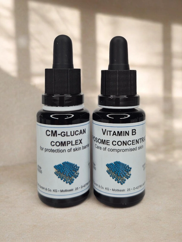 Dermaviduals CM Glucan Complex and Vitamin B Liposome Concentrate serums for skin barrier repair