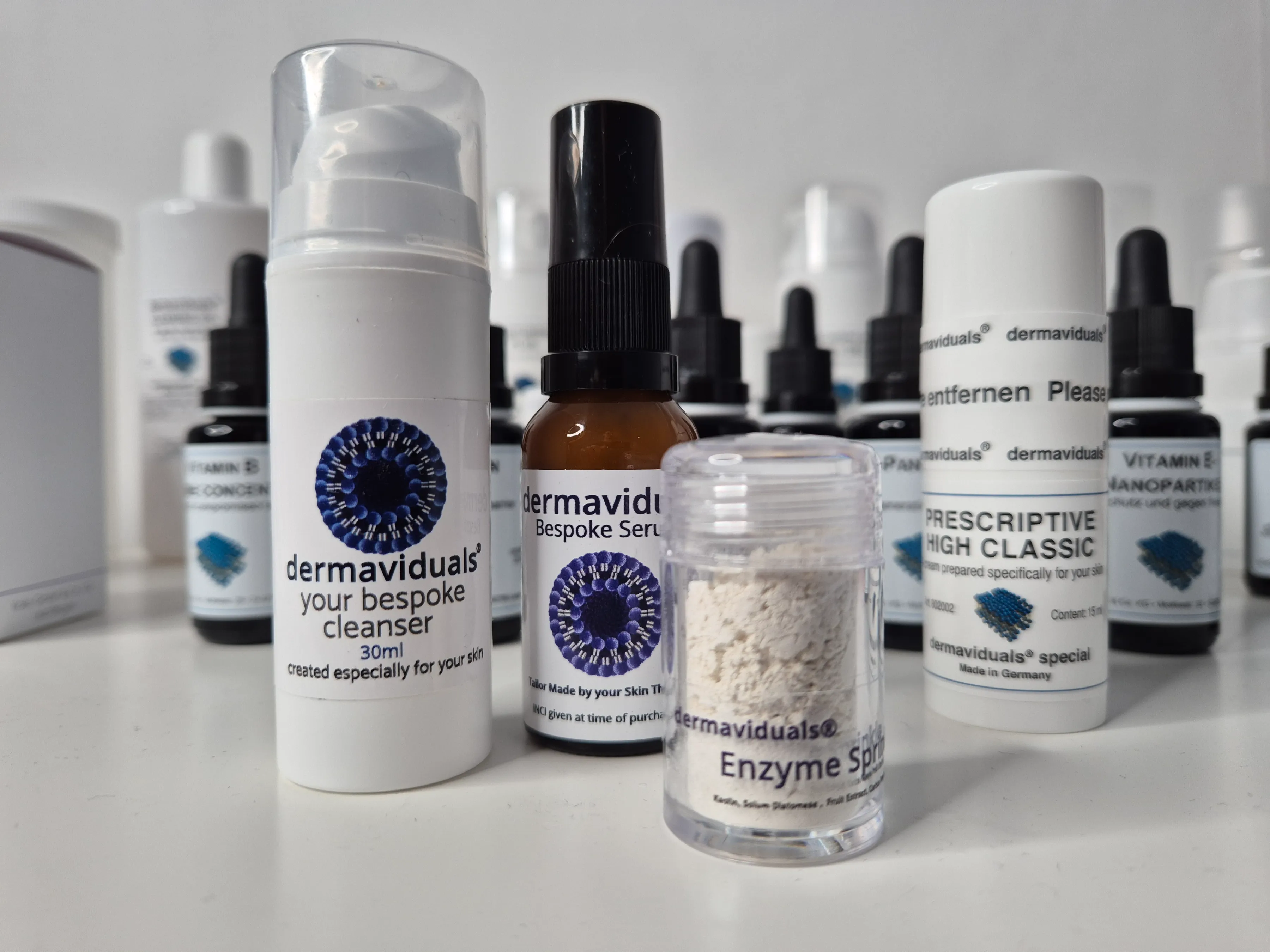 Prescriptive skincare products recommended by certified Corneotherapist